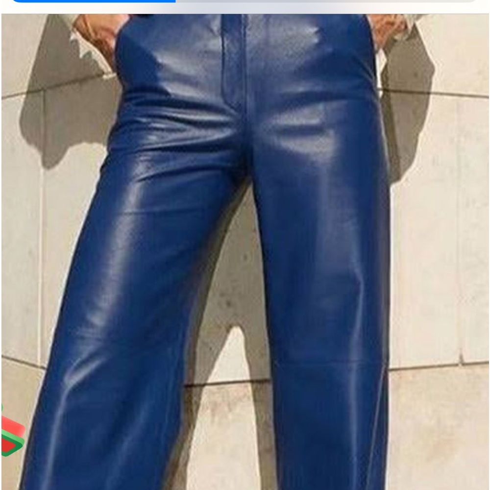 Stylewe Royal Blue vegan Leather Wide Leg Pants NWT. 8